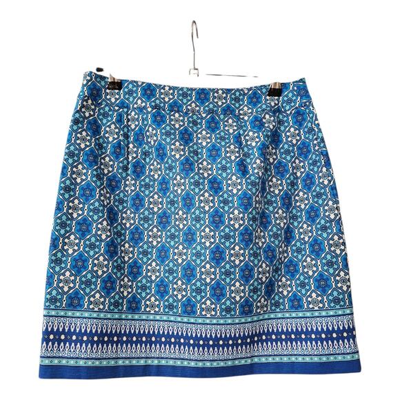 NWT Talbots Skirt Size P/4 Mini Blue White Side Zip Lined - Picture 1 of 9